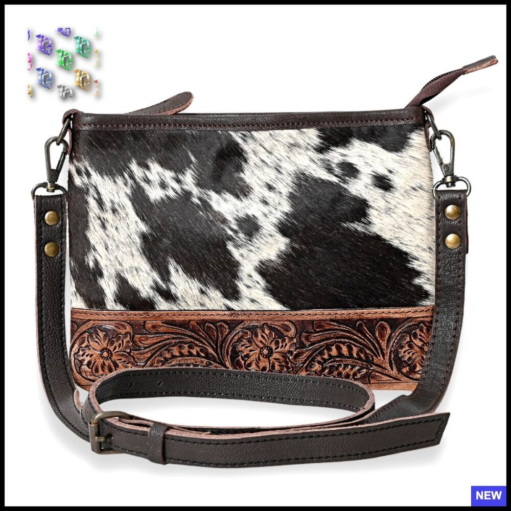 Tooled Leather Crossbody Bag Western Cowgirl Chic Adjustable Strap Purse